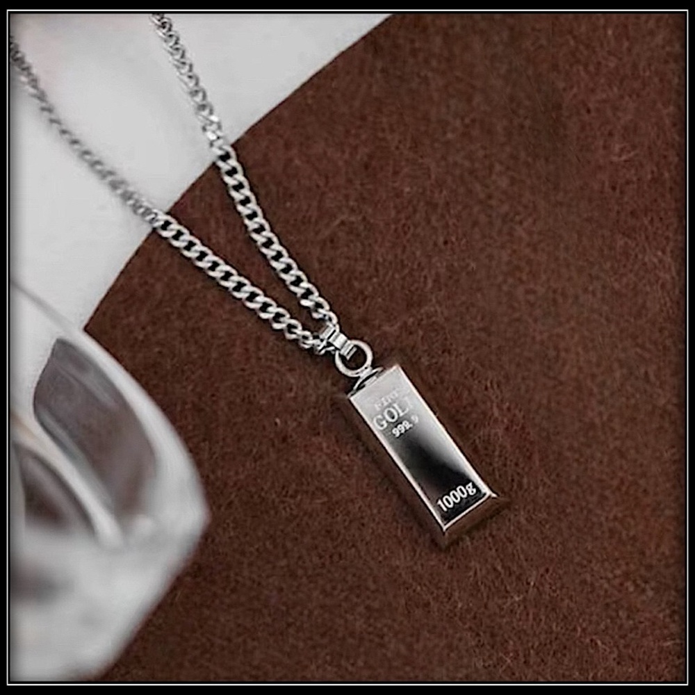 Boss bullion block icon entrepreneur status rich cash white gold digger necklace